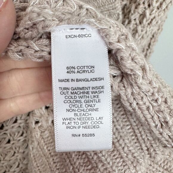 EXPRESS | Open Knit Open Front Beige Tan Cardigan with Pockets Women’s Size M - Picture 7 of 10